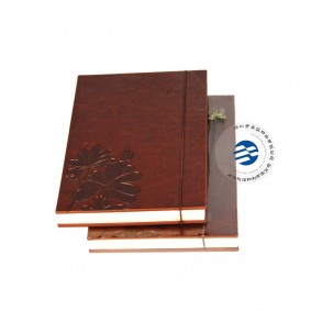 China Custom PU Leather Hardcover Notebook With Debossing Logo Binding Service